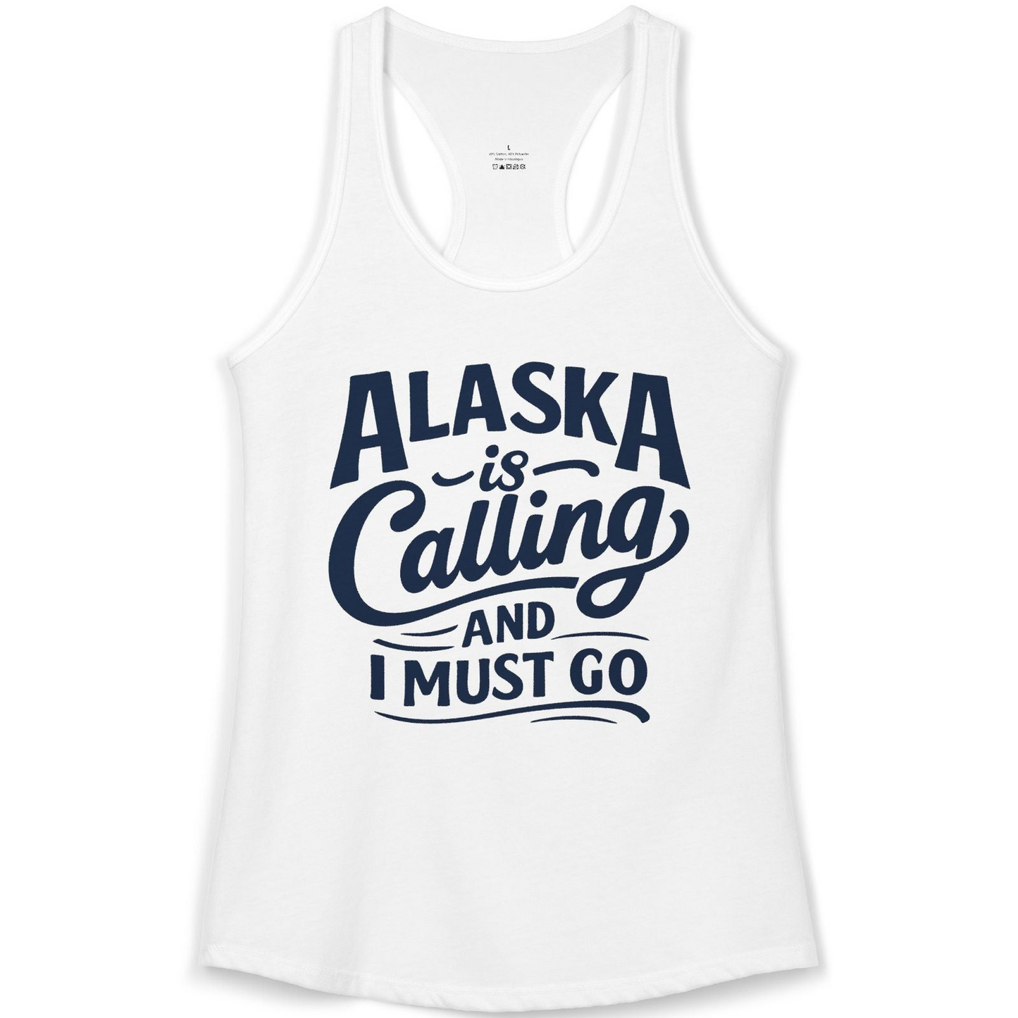 Alaska Is Calling Adventure Typography Shirt Ladies Tank Top – White – Alaska Cruise Shirts