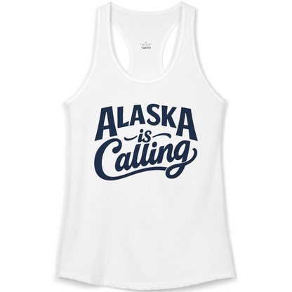 Alaska Is Calling Shirt Ladies Tank Top – White – Alaska Cruise Shirts