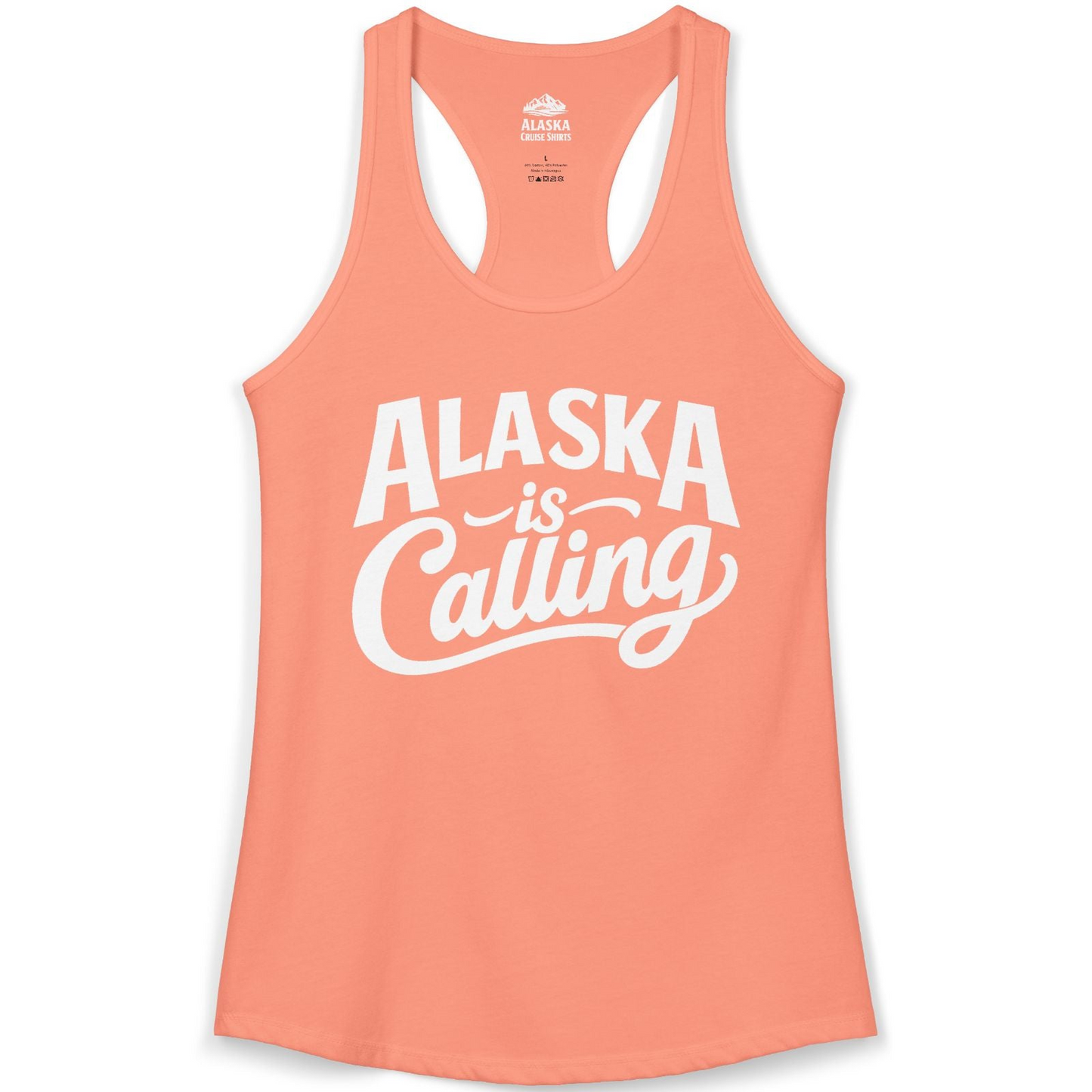 Alaska Is Calling Shirt Ladies Tank Top – Solid Light Orange – Alaska Cruise Shirts