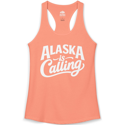 Alaska Is Calling Shirt Ladies Tank Top – Solid Light Orange – Alaska Cruise Shirts