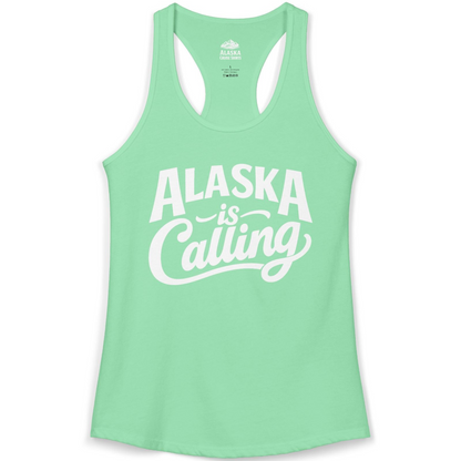 Alaska Is Calling Shirt Ladies Tank Top – Solid Mint – Alaska Cruise Shirts
