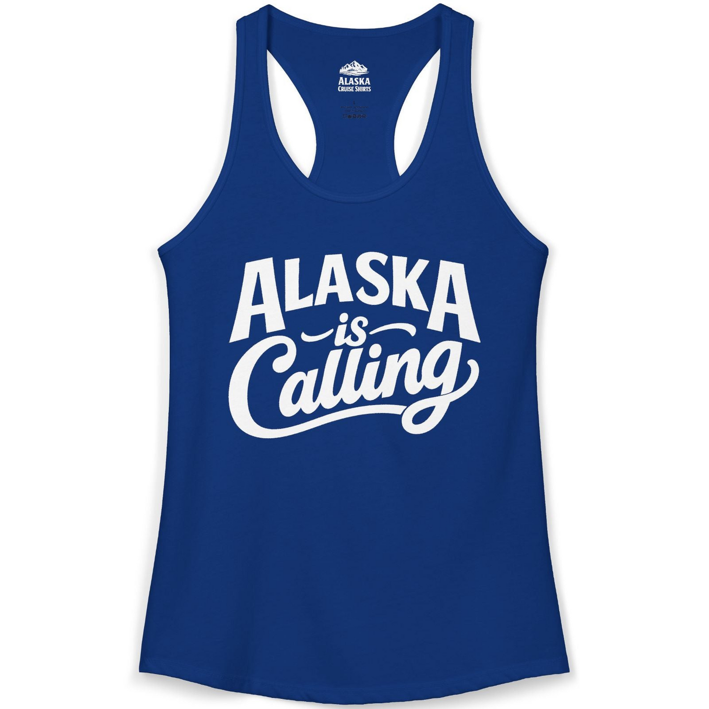 Alaska Is Calling Shirt Ladies Tank Top – Solid Royal – Alaska Cruise Shirts