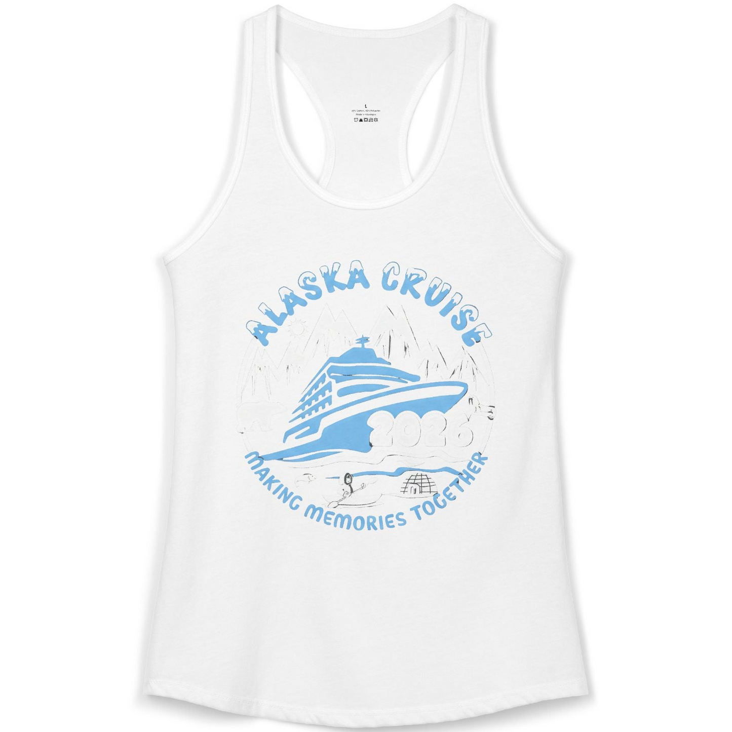 Alaska Cruise 2026 Adventure Shirt Ladies Tank Top – White – Alaska Cruise Shirts