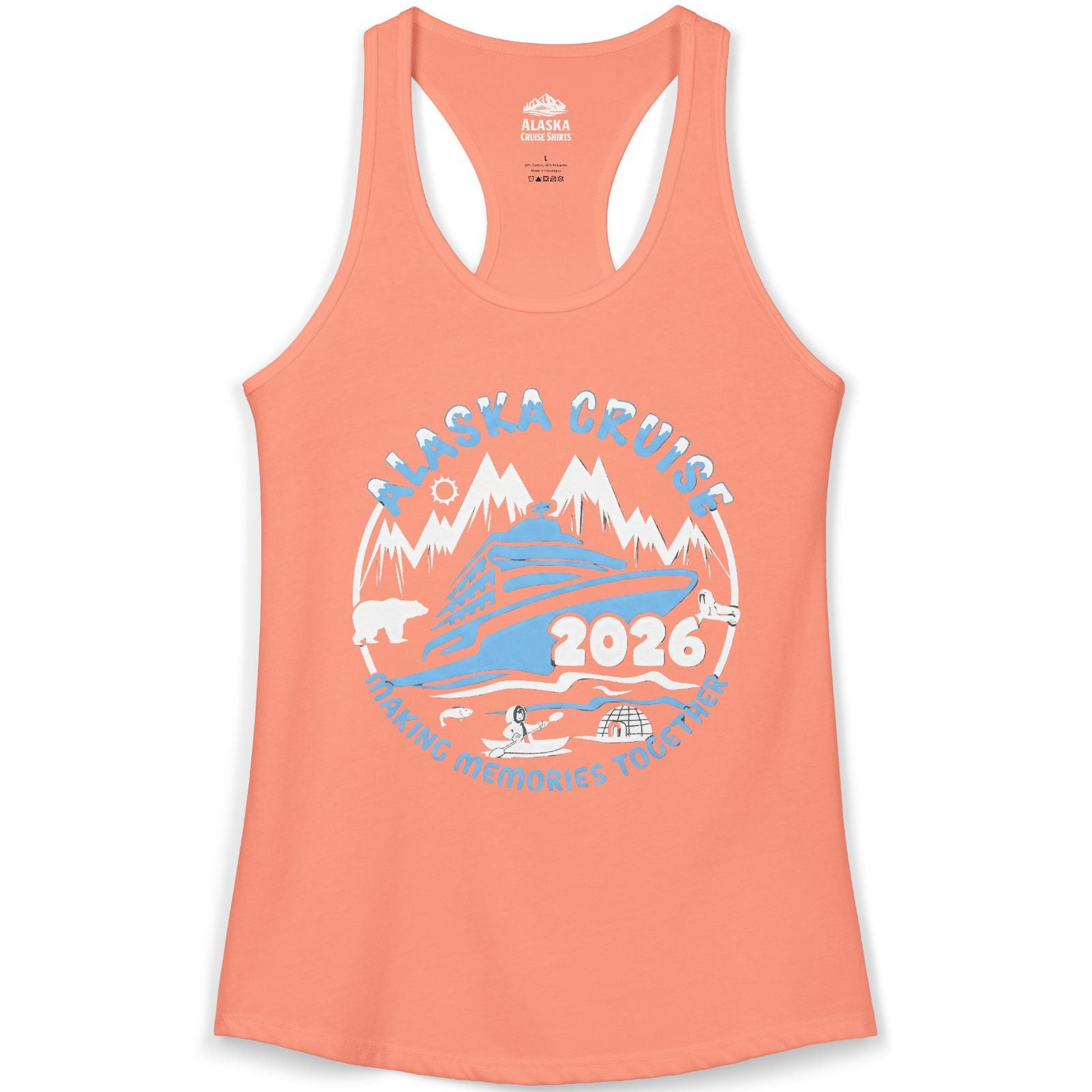 Alaska Cruise 2026 Adventure Shirt Ladies Tank Top – Solid Light Orange – Alaska Cruise Shirts