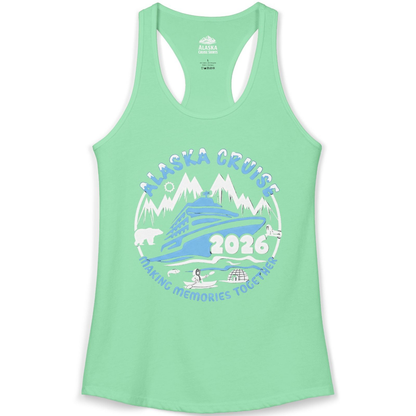 Alaska Cruise 2026 Adventure Shirt Ladies Tank Top – Solid Mint – Alaska Cruise Shirts