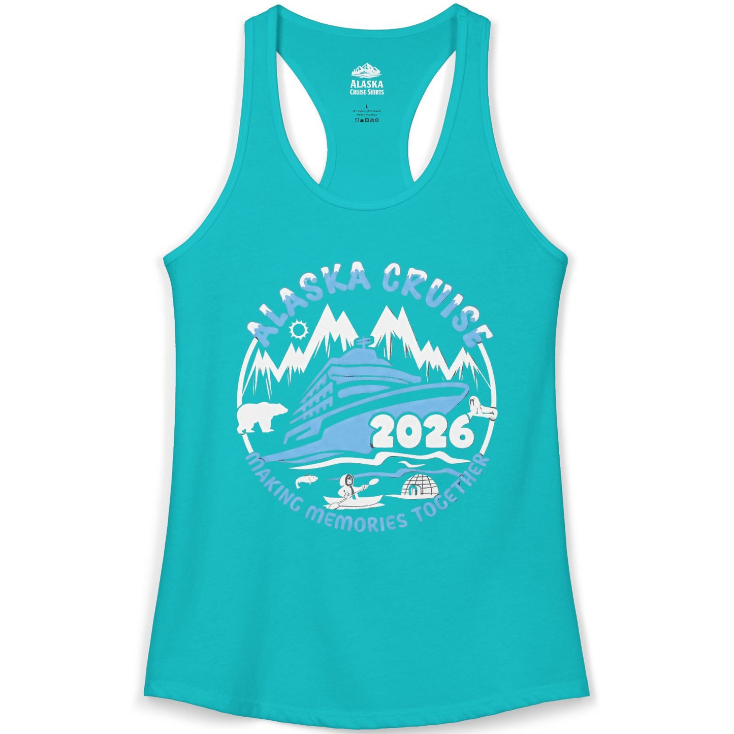 Alaska Cruise 2026 Adventure Shirt Ladies Tank Top – Tahiti Blue – Alaska Cruise Shirts
