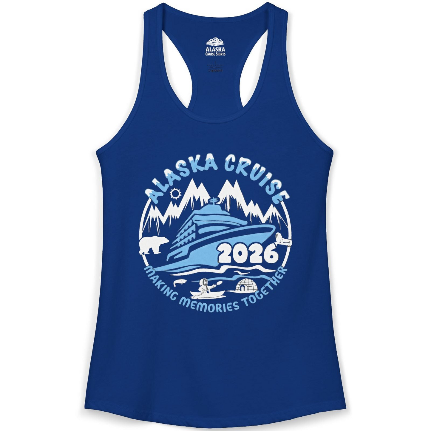 Alaska Cruise 2026 Adventure Shirt Ladies Tank Top – Solid Royal – Alaska Cruise Shirts