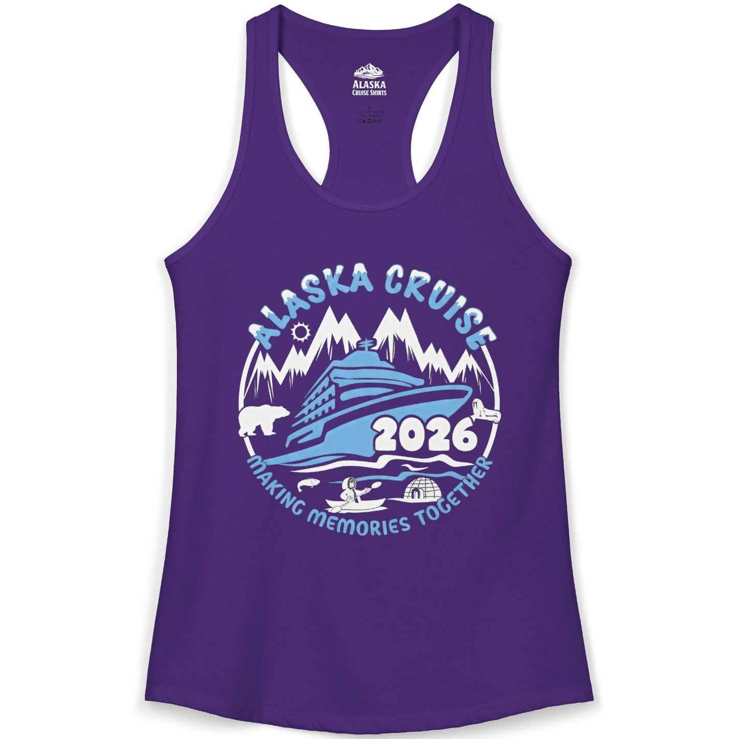 Alaska Cruise 2026 Adventure Shirt Ladies Tank Top – Solid Purple Rush – Alaska Cruise Shirts