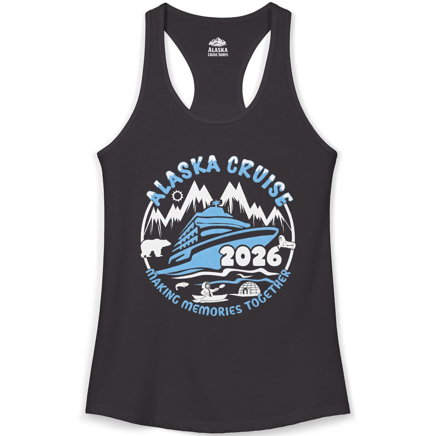 Alaska Cruise 2026 Adventure Shirt Ladies Tank Top – Black – Alaska Cruise Shirts