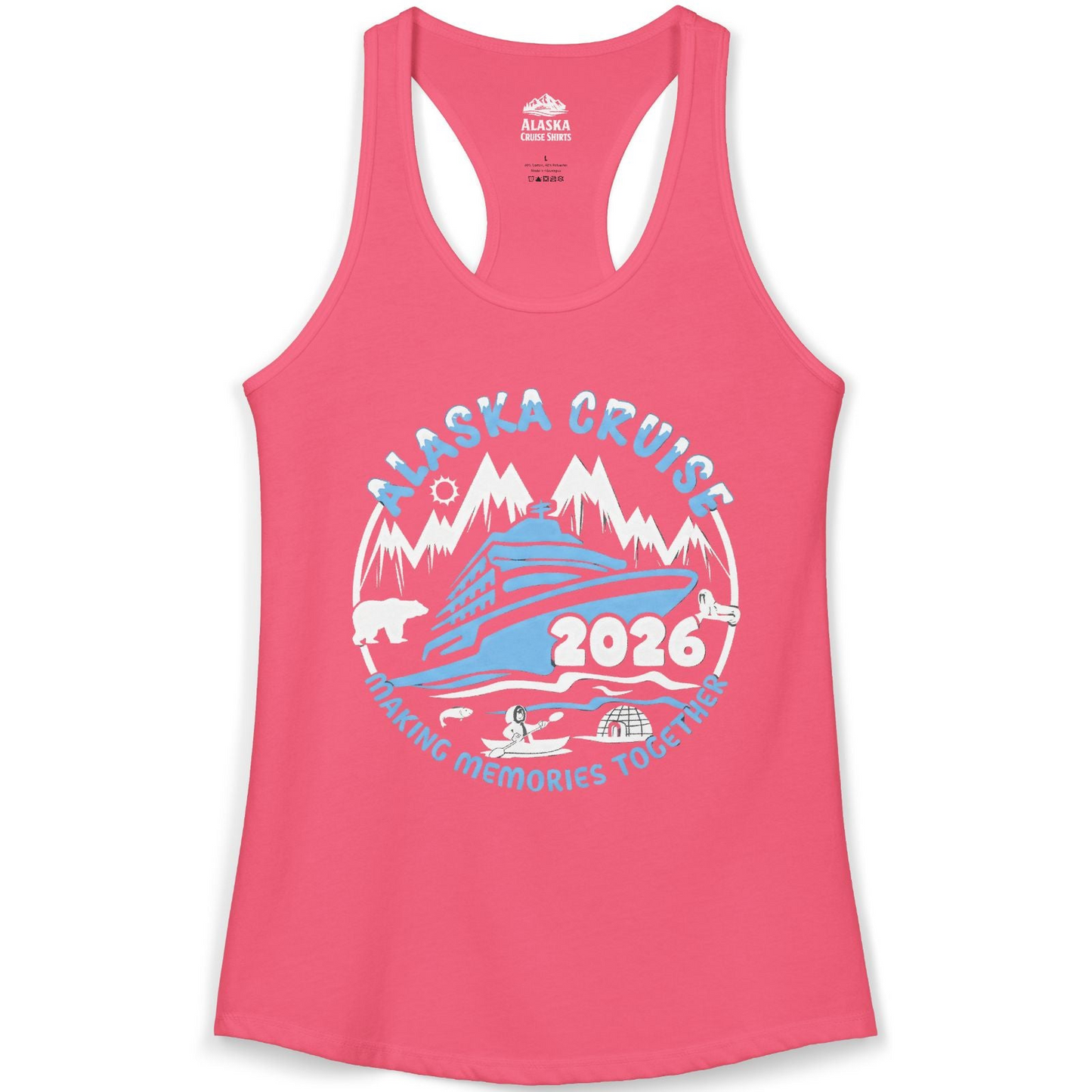Alaska Cruise 2026 Adventure Shirt Ladies Tank Top – Hot Pink – Alaska Cruise Shirts