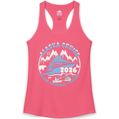 Alaska Cruise 2026 Adventure Shirt Ladies Tank Top – Hot Pink – Alaska Cruise Shirts