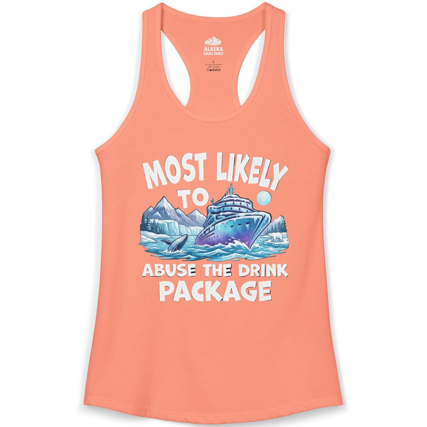 Funny Alaska Cruise Shirt Ladies Tank Top – Solid Light Orange – Alaska Cruise Shirts