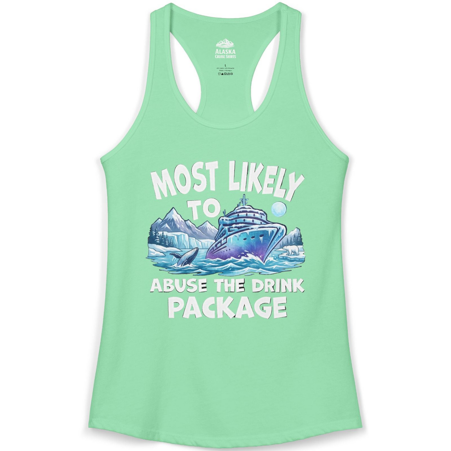 Funny Alaska Cruise Shirt Ladies Tank Top – Solid Mint – Alaska Cruise Shirts