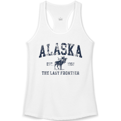 Vintage Alaska Moose Shirt Ladies Tank Top – White – Alaska Cruise Shirts