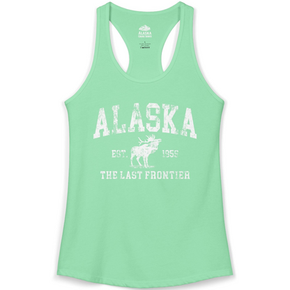 Vintage Alaska Moose Shirt Ladies Tank Top – Solid Mint – Alaska Cruise Shirts