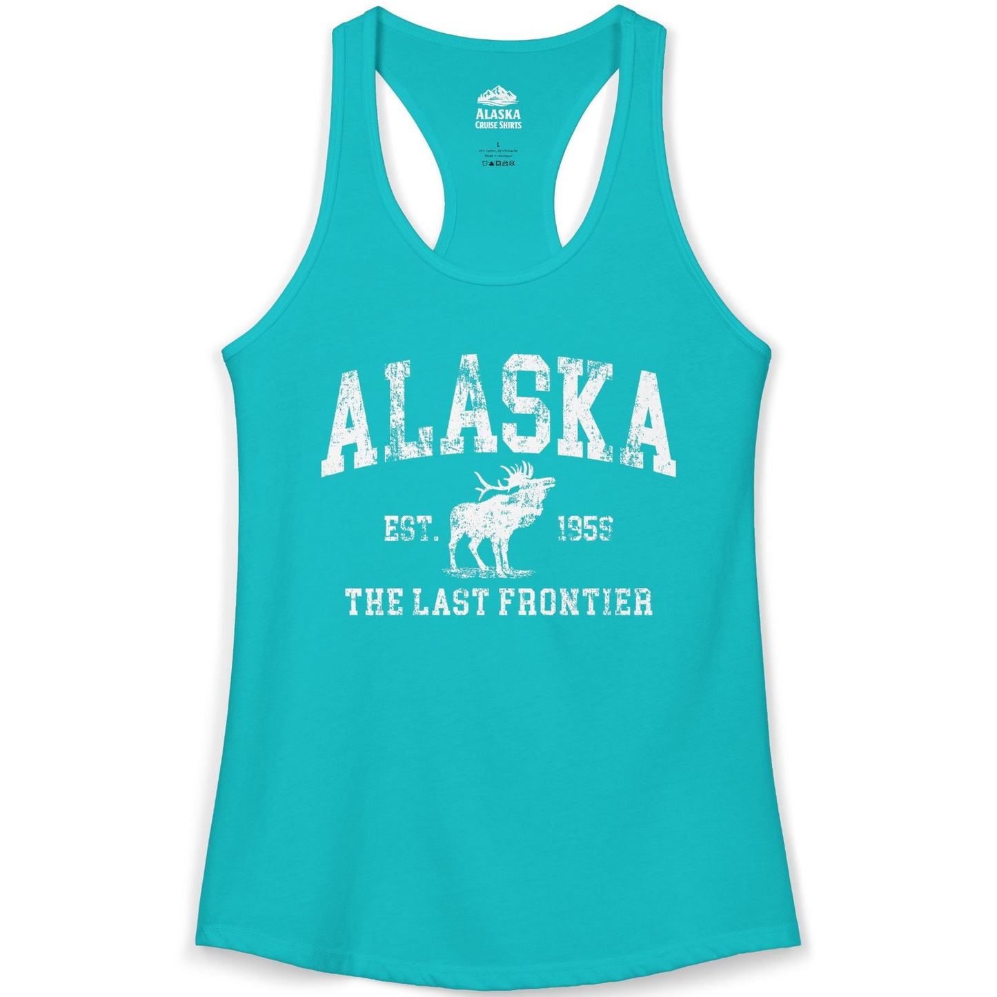 Vintage Alaska Moose Shirt Ladies Tank Top – Tahiti Blue – Alaska Cruise Shirts