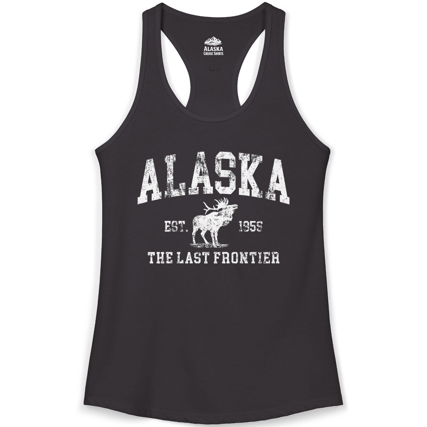 Vintage Alaska Moose Shirt Ladies Tank Top – Black – Alaska Cruise Shirts