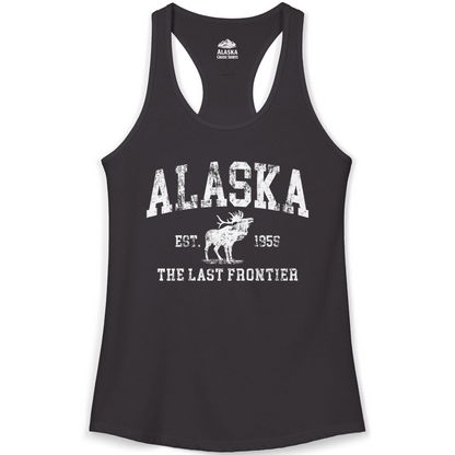 Vintage Alaska Moose Shirt Ladies Tank Top – Black – Alaska Cruise Shirts