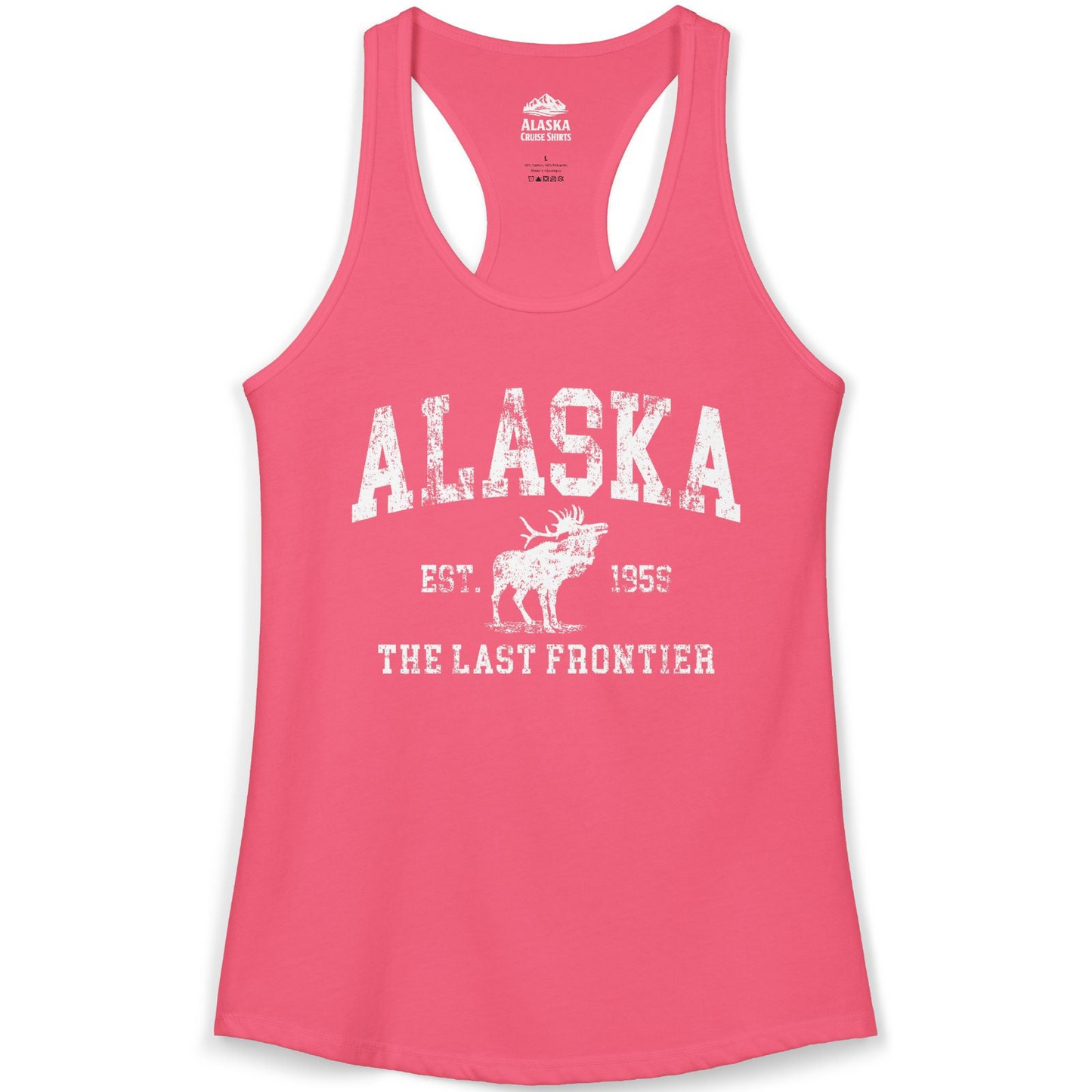 Vintage Alaska Moose Shirt Ladies Tank Top – Hot Pink – Alaska Cruise Shirts