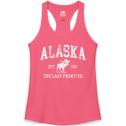 Vintage Alaska Moose Shirt Ladies Tank Top – Hot Pink – Alaska Cruise Shirts