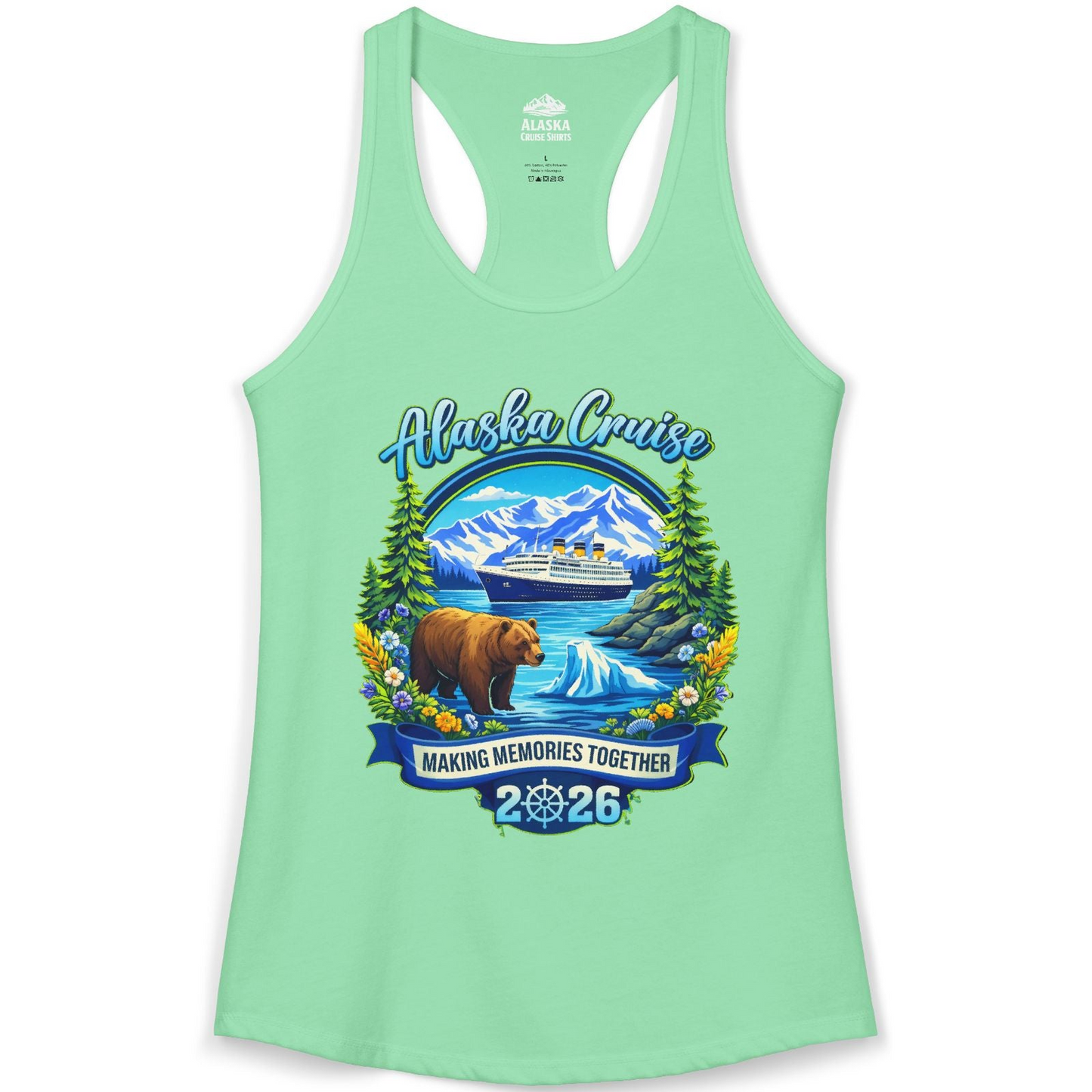 Alaska Cruise 2026 Family Shirt Ladies Tank Top – Solid Mint – Alaska Cruise Shirts