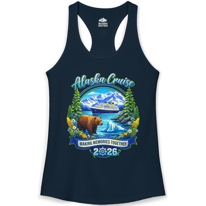 Alaska Cruise 2026 Family Shirt Ladies Tank Top – Solid Midnight Navy – Alaska Cruise Shirts