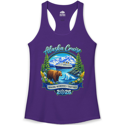 Alaska Cruise 2026 Family Shirt Ladies Tank Top – Solid Purple Rush – Alaska Cruise Shirts
