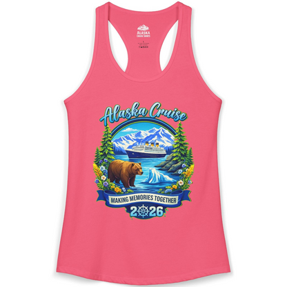 Alaska Cruise 2026 Family Shirt Ladies Tank Top – Hot Pink – Alaska Cruise Shirts