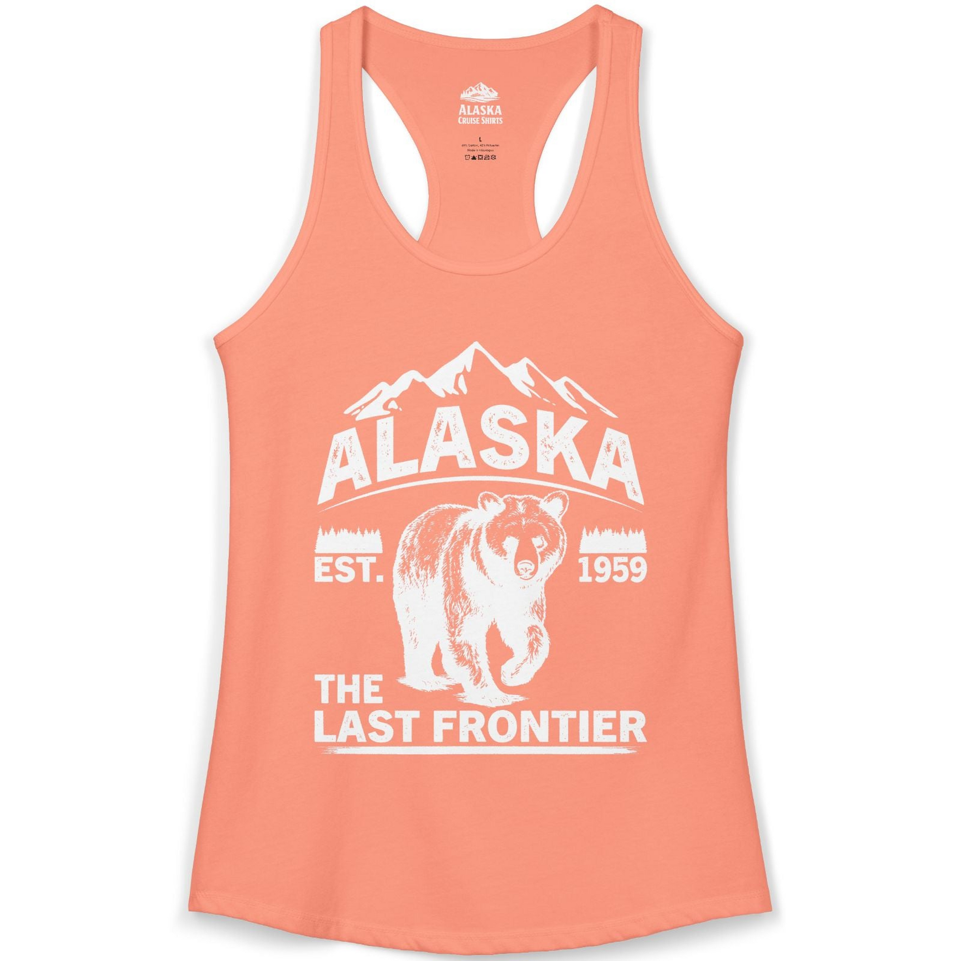 Alaska Bear Shirt Ladies Tank Top – Solid Light Orange – Alaska Cruise Shirts