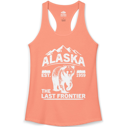 Alaska Bear Shirt Ladies Tank Top – Solid Light Orange – Alaska Cruise Shirts