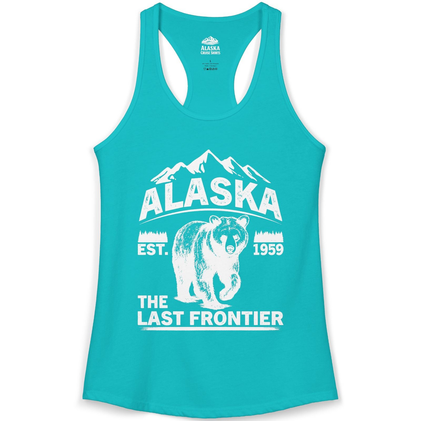 Alaska Bear Shirt Ladies Tank Top – Tahiti Blue – Alaska Cruise Shirts