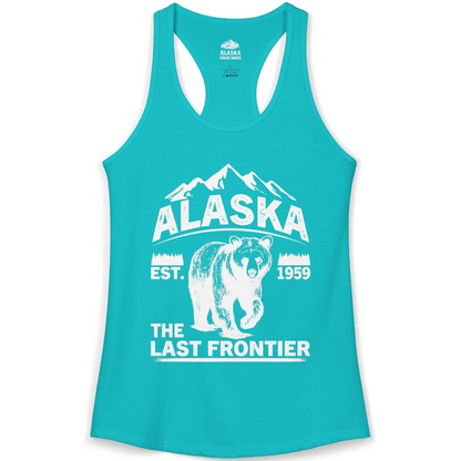 Alaska Bear Shirt Ladies Tank Top – Tahiti Blue – Alaska Cruise Shirts