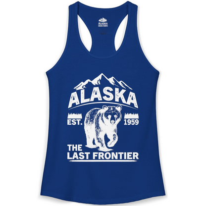 Alaska Bear Shirt Ladies Tank Top – Solid Royal – Alaska Cruise Shirts