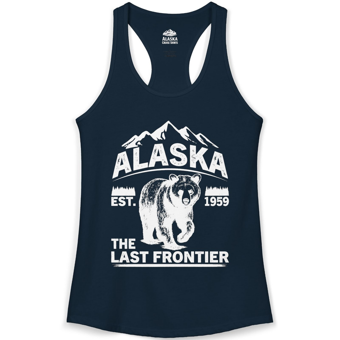 Alaska Bear Shirt Ladies Tank Top – Solid Midnight Navy – Alaska Cruise Shirts