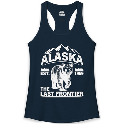 Alaska Bear Shirt Ladies Tank Top – Solid Midnight Navy – Alaska Cruise Shirts