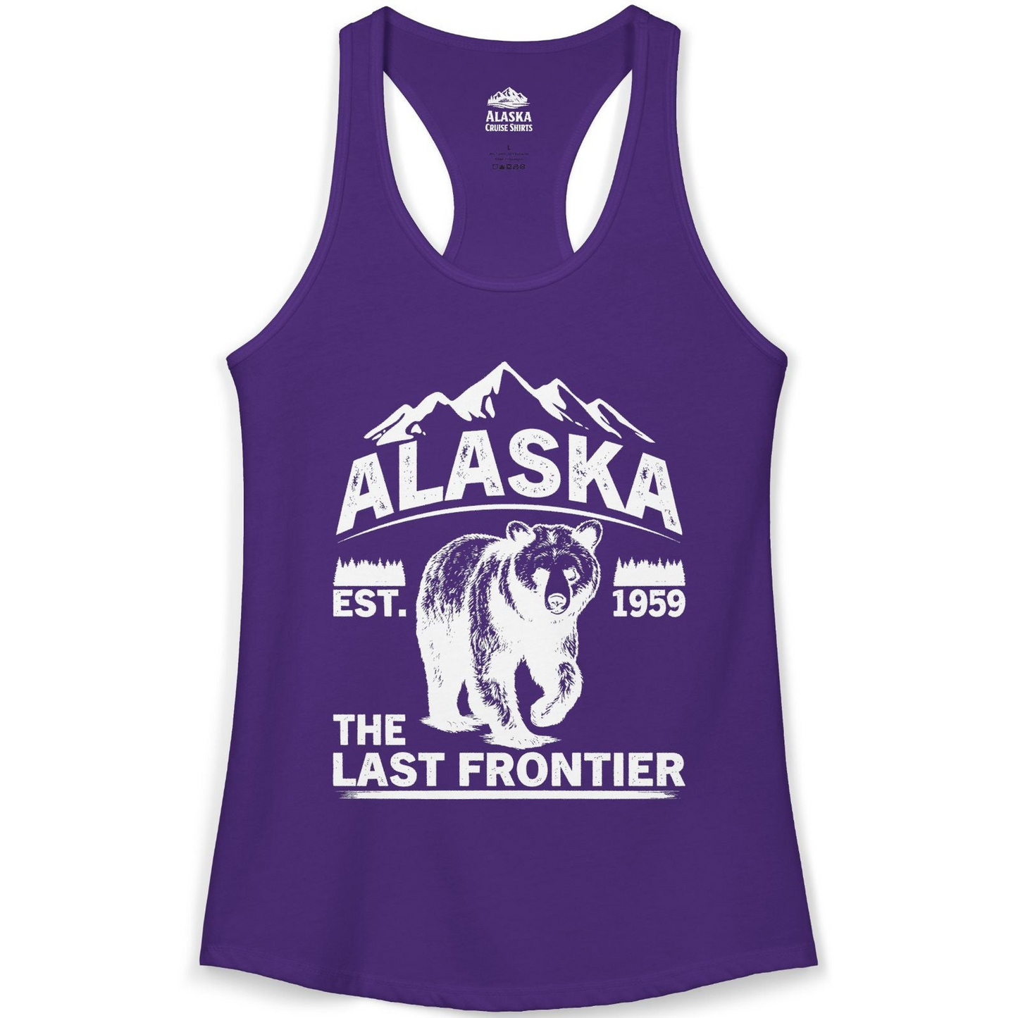 Alaska Bear Shirt Ladies Tank Top – Solid Purple Rush – Alaska Cruise Shirts