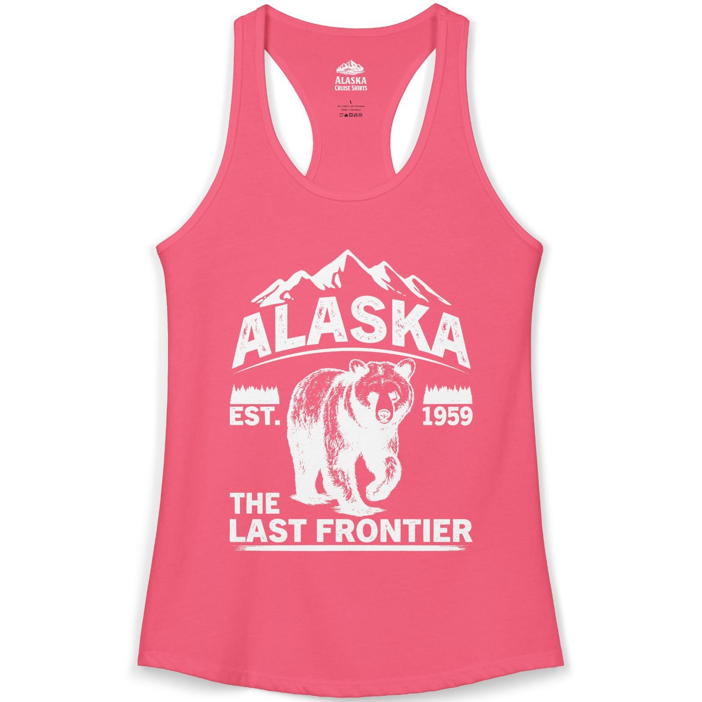 Alaska Bear Shirt Ladies Tank Top – Hot Pink – Alaska Cruise Shirts