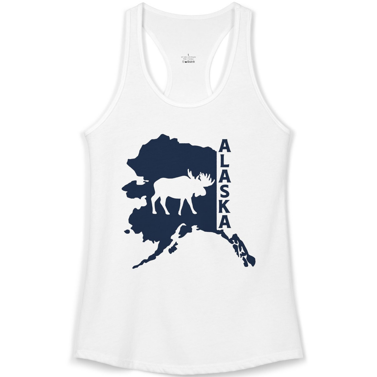 Alaska Moose Silhouette Shirt Ladies Tank Top – White – Alaska Cruise Shirts