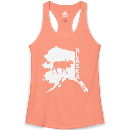 Alaska Moose Silhouette Shirt Ladies Tank Top – Solid Light Orange – Alaska Cruise Shirts