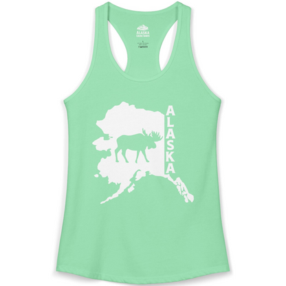 Alaska Moose Silhouette Shirt Ladies Tank Top – Solid Mint – Alaska Cruise Shirts