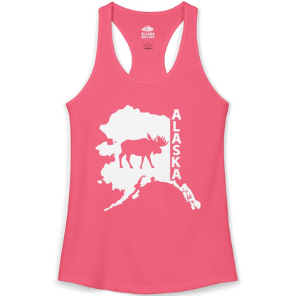 Alaska Moose Silhouette Shirt Ladies Tank Top – Hot Pink – Alaska Cruise Shirts