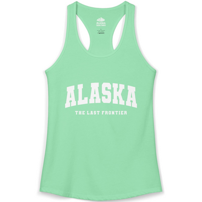 Alaska The Last Frontier Bold Collegiate Vintage State Pride Shirt — Ladies Tank Ladies Tank Top – Solid Mint – Alaska Cruise Shirts