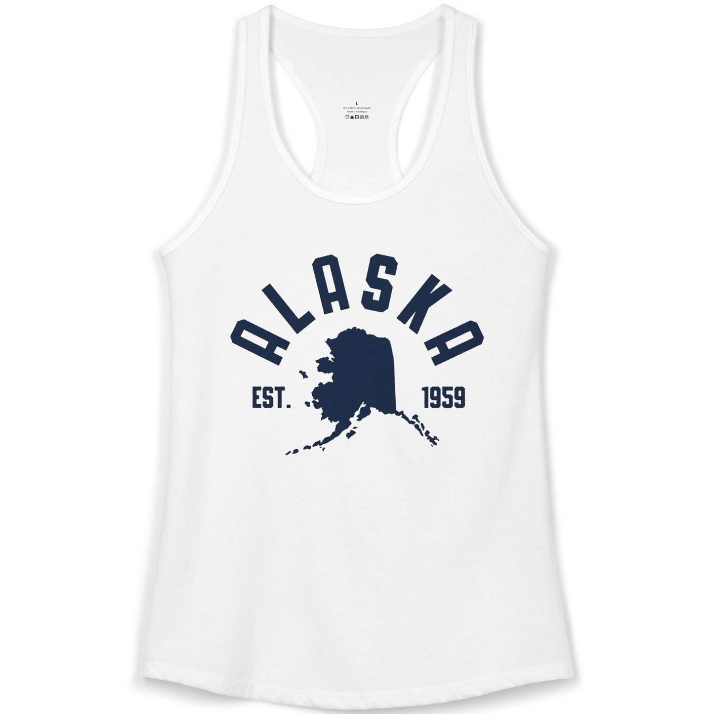 Vintage Alaska State Outline Est 1959 Retro Collegiate Shirt — Ladies Tank Ladies Tank Top – White – Alaska Cruise Shirts