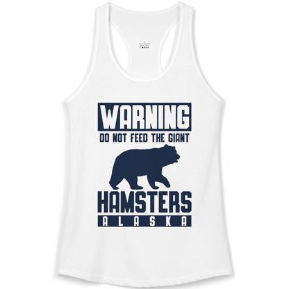 Funny Alaska Bear Giant Hamster Warning Sign Shirt for Travelers — Ladies Tank Ladies Tank Top – White – Alaska Cruise Shirts