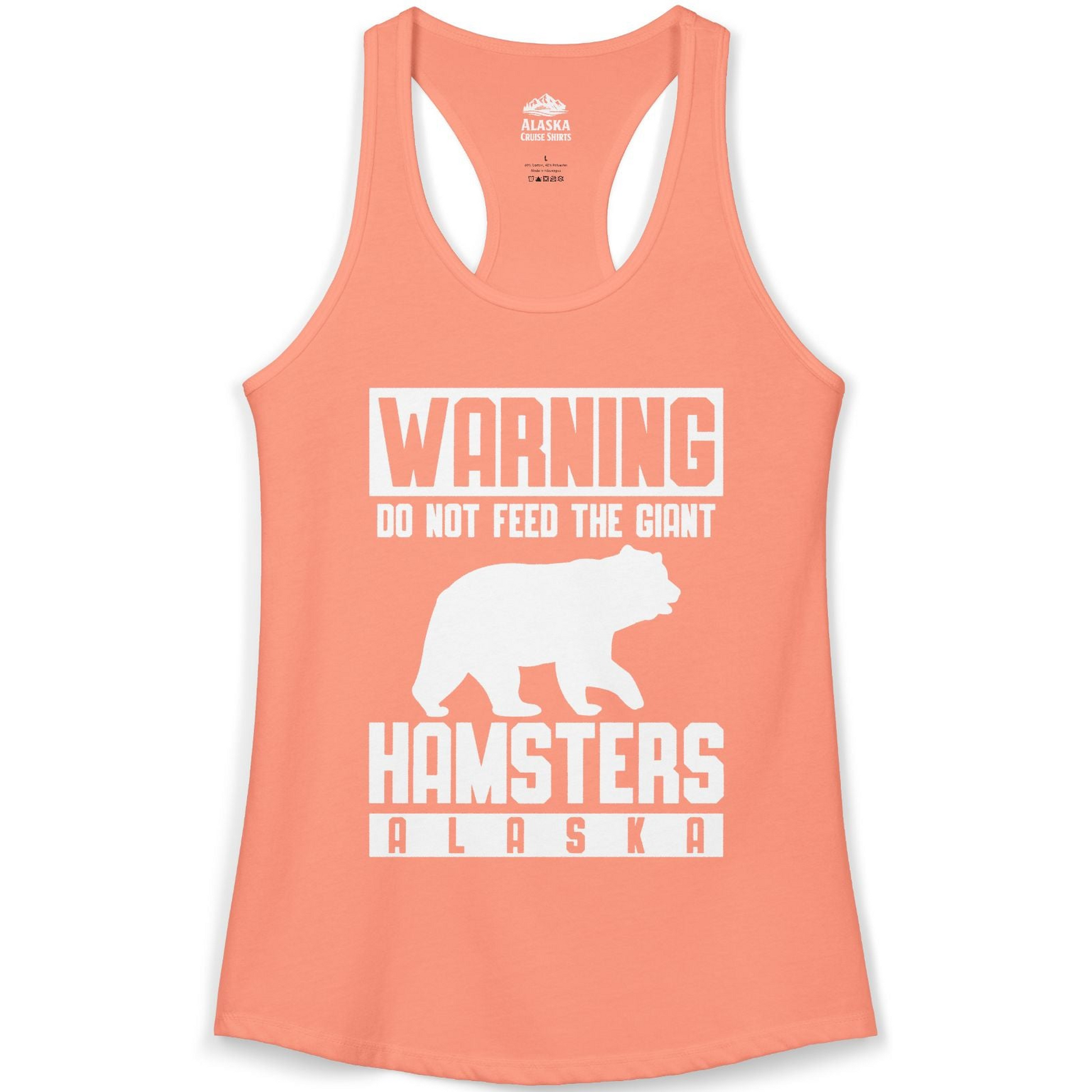 Funny Alaska Bear Giant Hamster Warning Sign Shirt for Travelers — Ladies Tank Ladies Tank Top – Solid Light Orange – Alaska Cruise Shirts