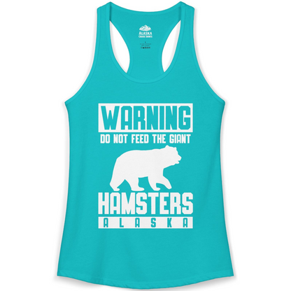 Funny Alaska Bear Giant Hamster Warning Sign Shirt for Travelers — Ladies Tank Ladies Tank Top – Tahiti Blue – Alaska Cruise Shirts