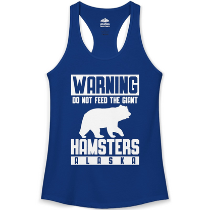 Funny Alaska Bear Giant Hamster Warning Sign Shirt for Travelers — Ladies Tank Ladies Tank Top – Solid Royal – Alaska Cruise Shirts