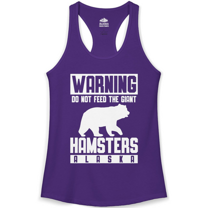 Funny Alaska Bear Giant Hamster Warning Sign Shirt for Travelers — Ladies Tank Ladies Tank Top – Solid Purple Rush – Alaska Cruise Shirts