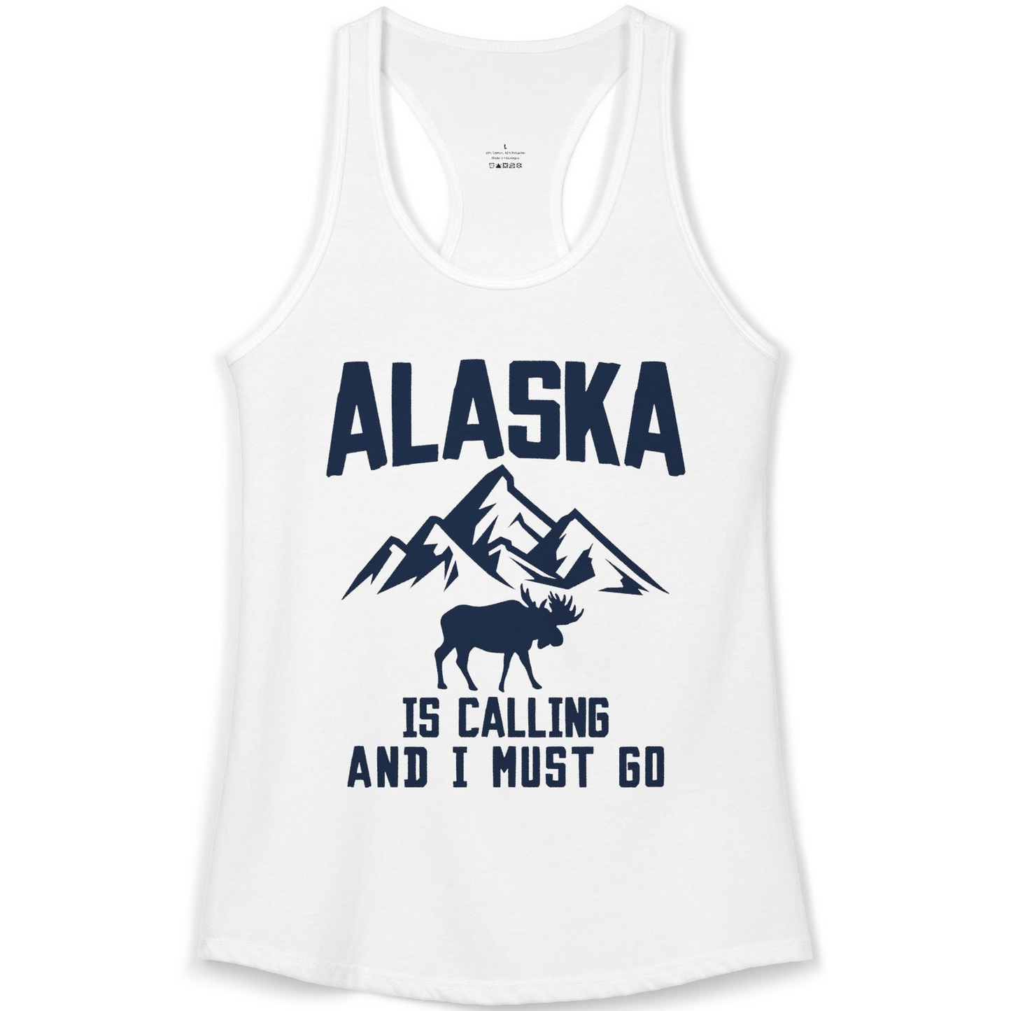 Alaska Is Calling Moose Mountains Adventure Silhouette Nature Shirt — Ladies Tank Ladies Tank Top – White – Alaska Cruise Shirts