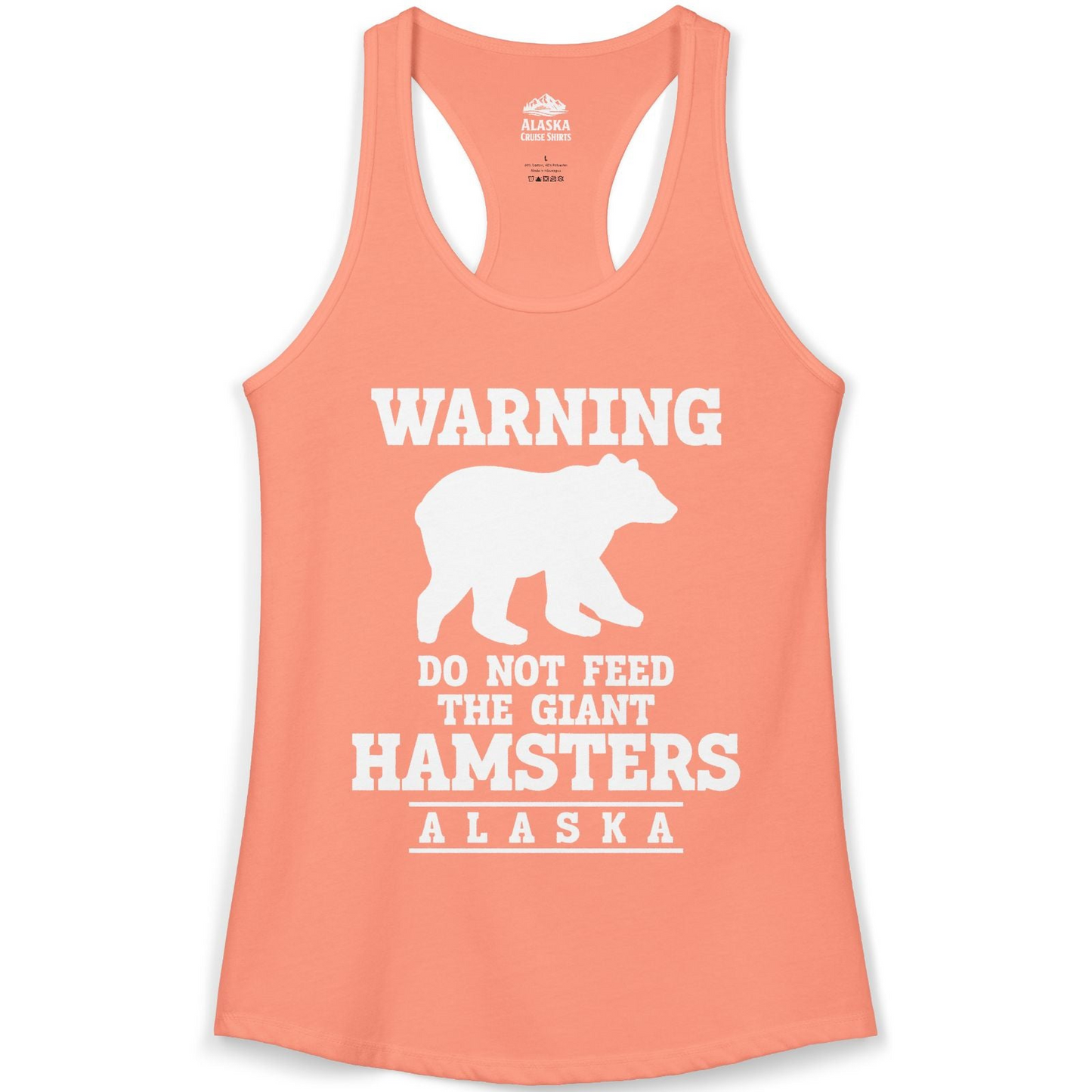 Funny Alaska Bear Warning Shirt Ladies Tank Top – Solid Light Orange – Alaska Cruise Shirts